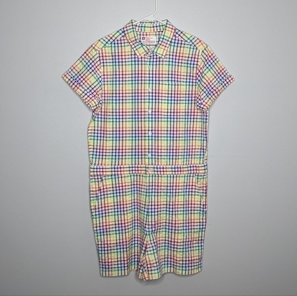 Target Pants - Target Pastel Rainbow Plaid Short-Sleeve Romper